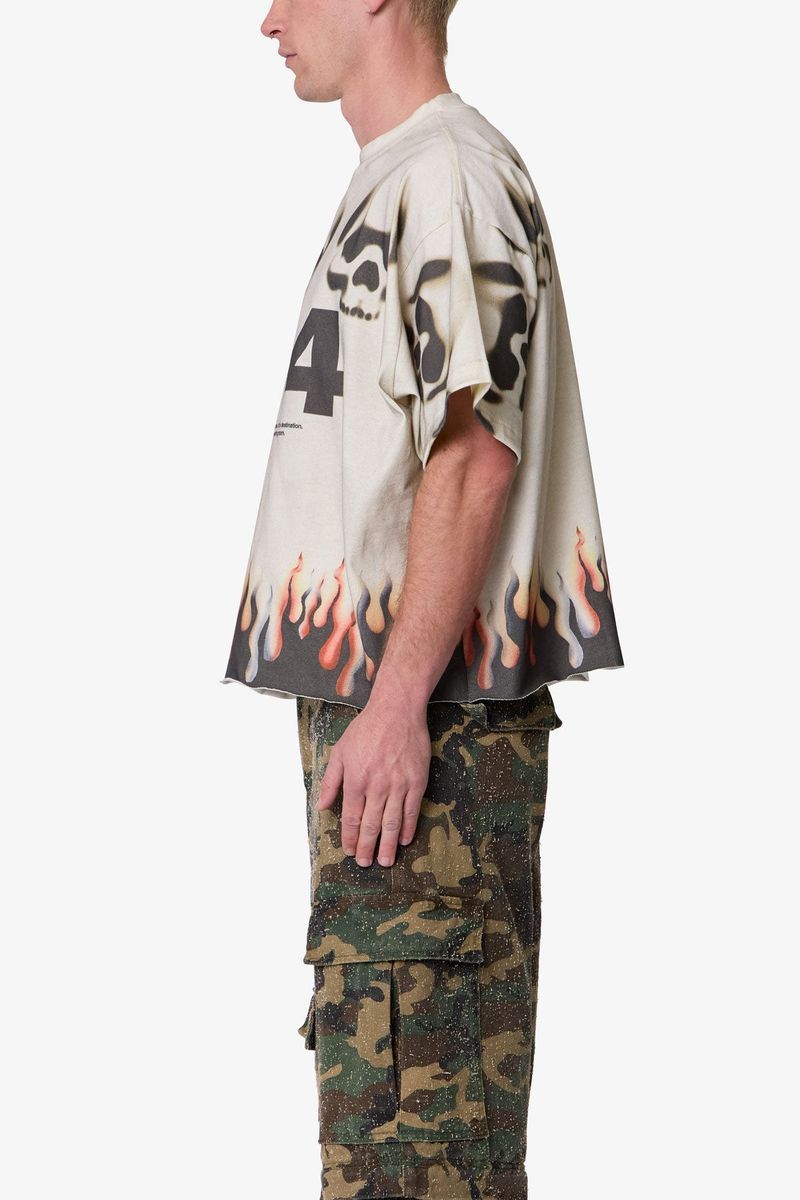 MNML Flame Skull Tee Off White