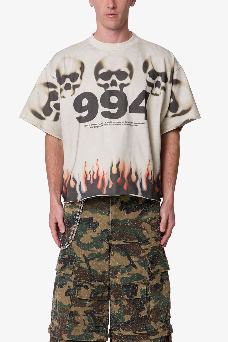 MNML Flame Skull Tee Off White