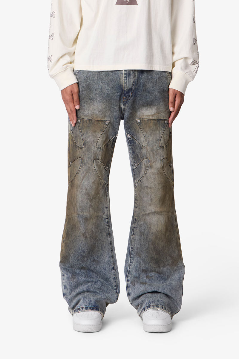 MNML Oil Stain Iron Cross Denim Blue