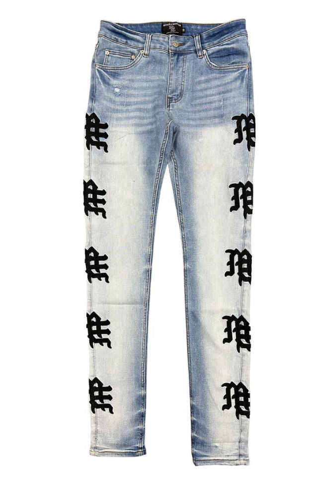 Mixed Emotion Monogram Denim Light Blue Wash