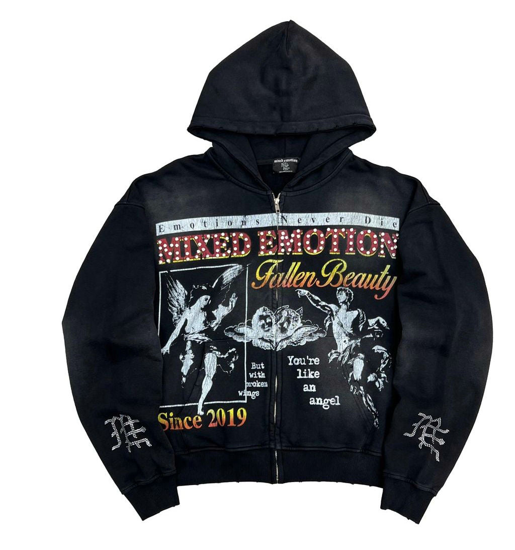 Mixed Emotion "Broken Wings" Black Zip Up