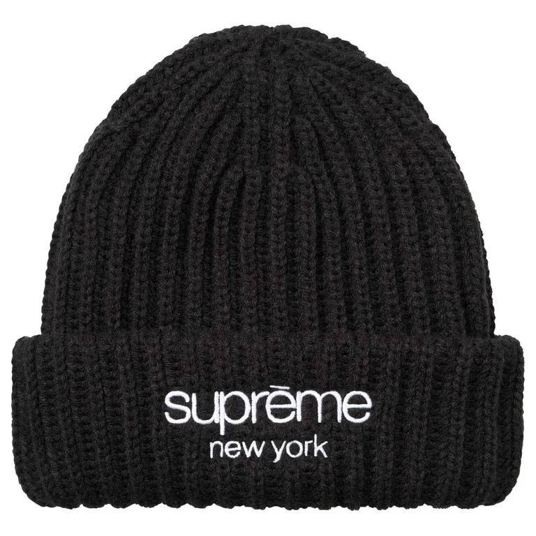 Supreme Classic Logo Chunky Ribbed Beanie FW26 Black