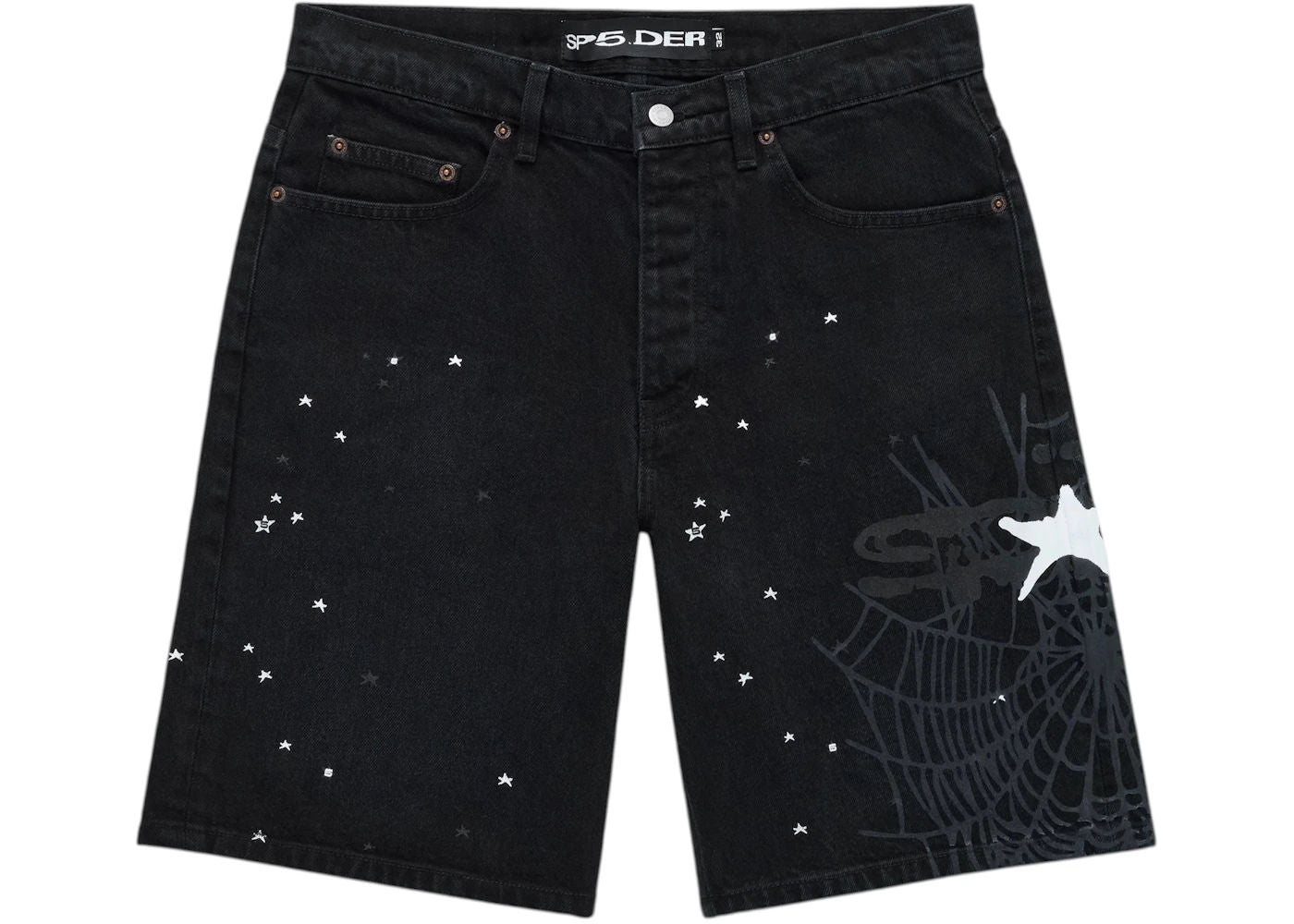 Sp5der Heavy Web Denim Short Black