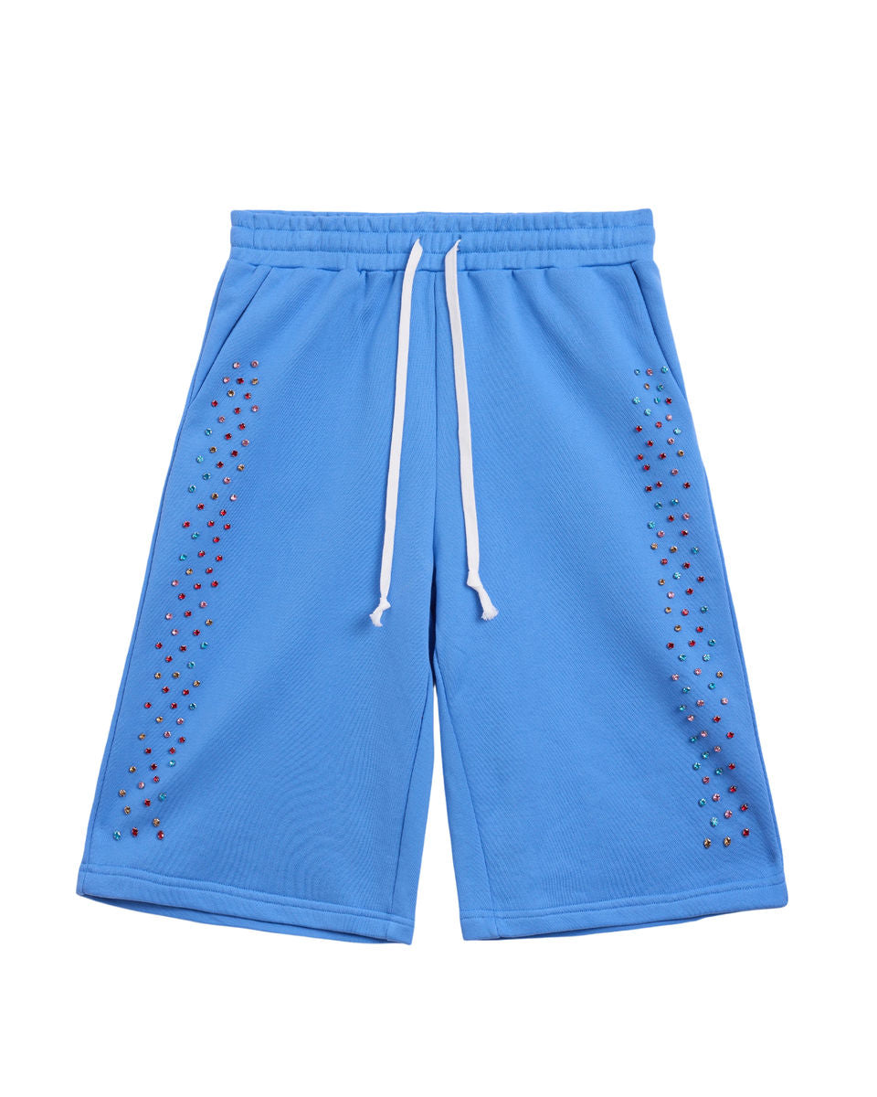 Azva Studios Crystal Cactus Sweat Shorts Baby Blue