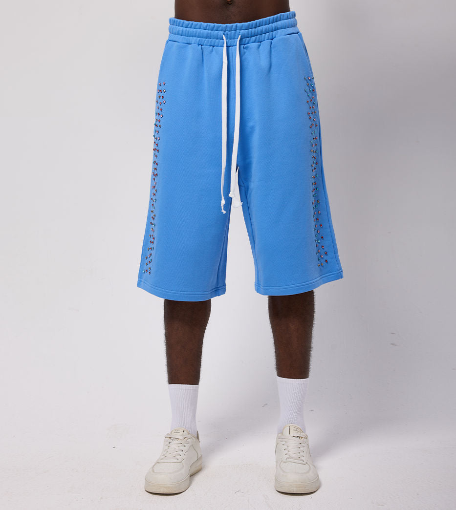 Azva Studios Crystal Cactus Sweat Shorts Baby Blue