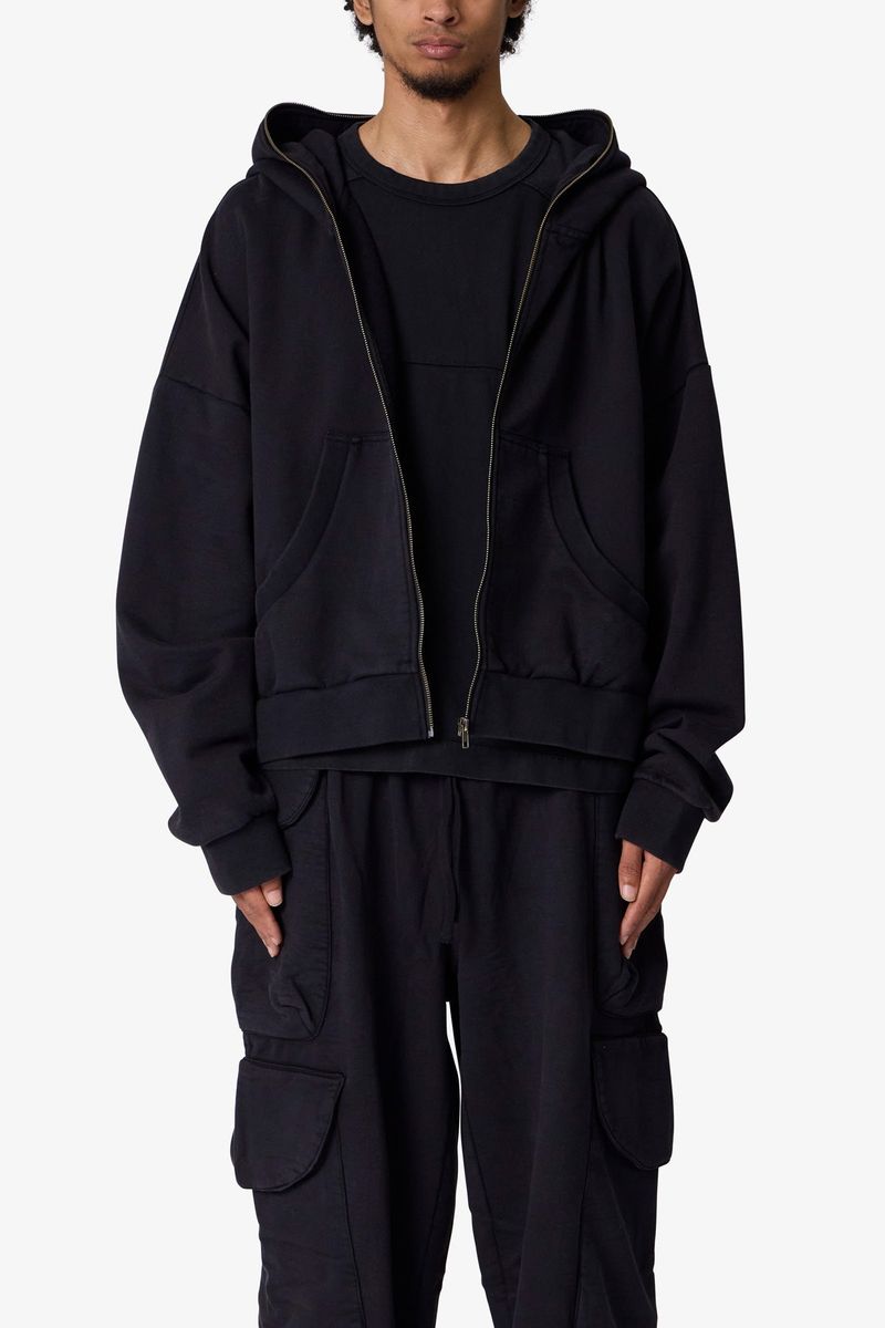MNMLFull Zip Hoodie Washed Black