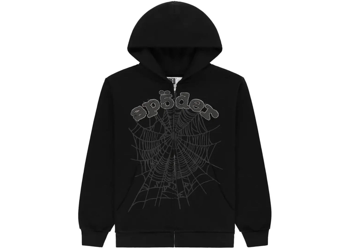 Sp5der OG Web V2 Rhinestone Zip Up Black