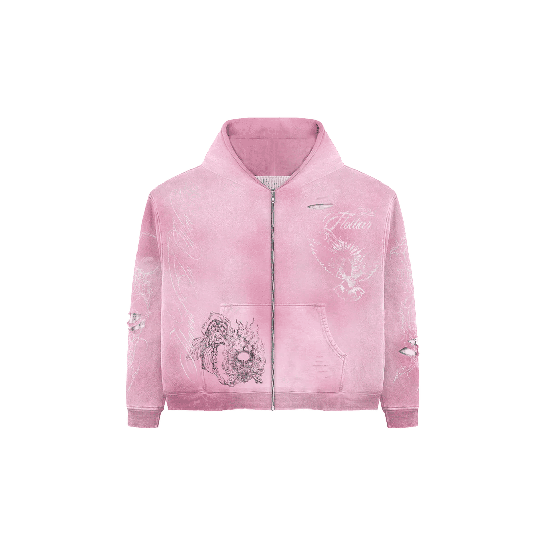 FLOWAR LA HYDRANGEA THERMAL ZIP UP (PINK)