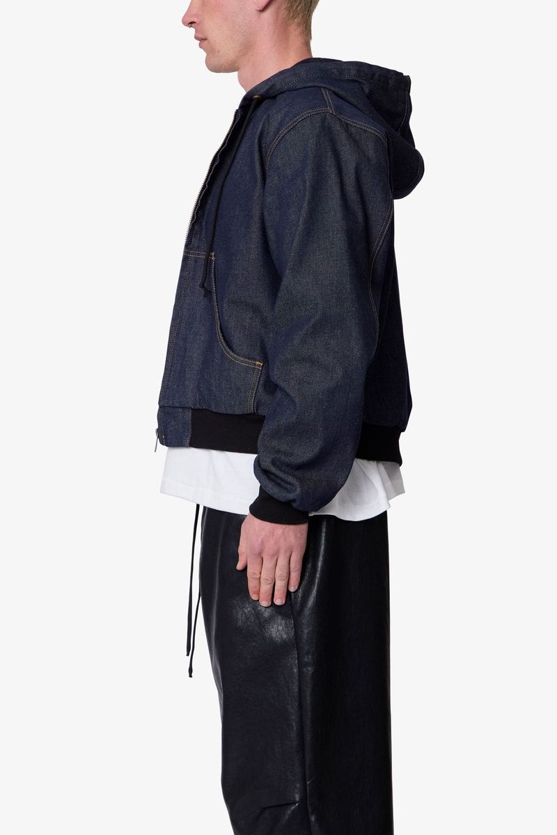 MNML Raw Hooded Denim Jacket Rinsed Indigo