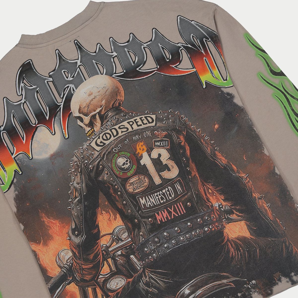 GodSpeed Biker Nation T-Shirt Long Sleeve Stone Grey