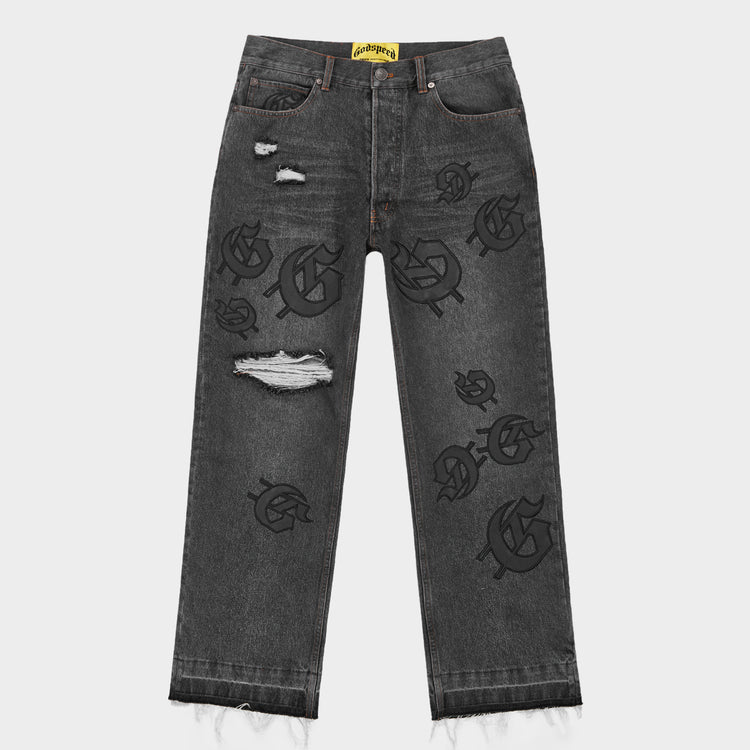 GodSpeed Scattered GS Logo Denim Black Wash