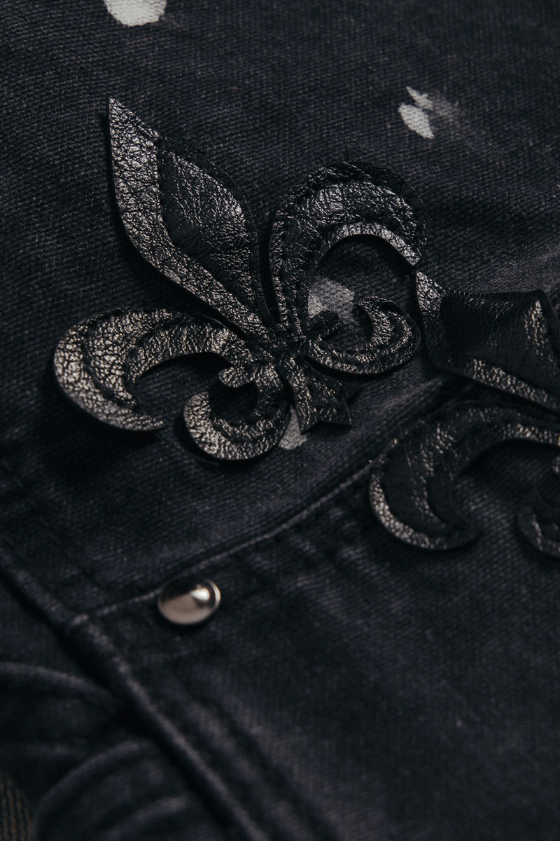 MNML Torn Fleur Double Knee Pants Washed Black