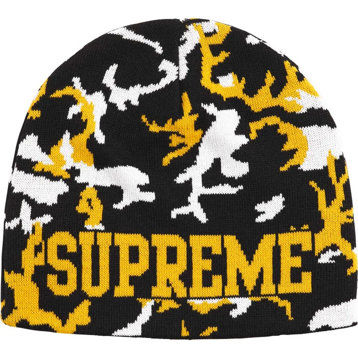Supreme Reversible Camo Beanie Black Yellow