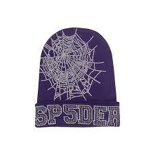 sp5der rhinestone purple beanie