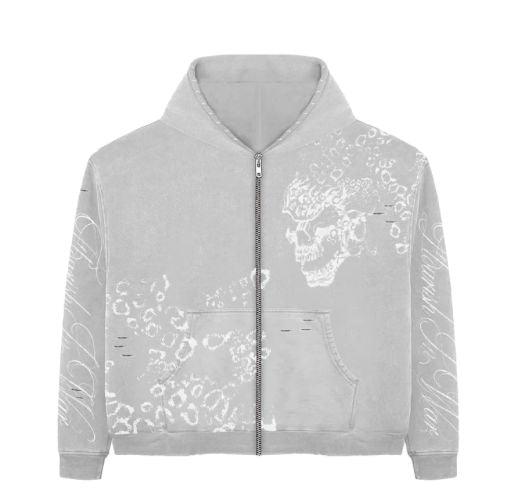 Flowar La Grey Skull Zip Up