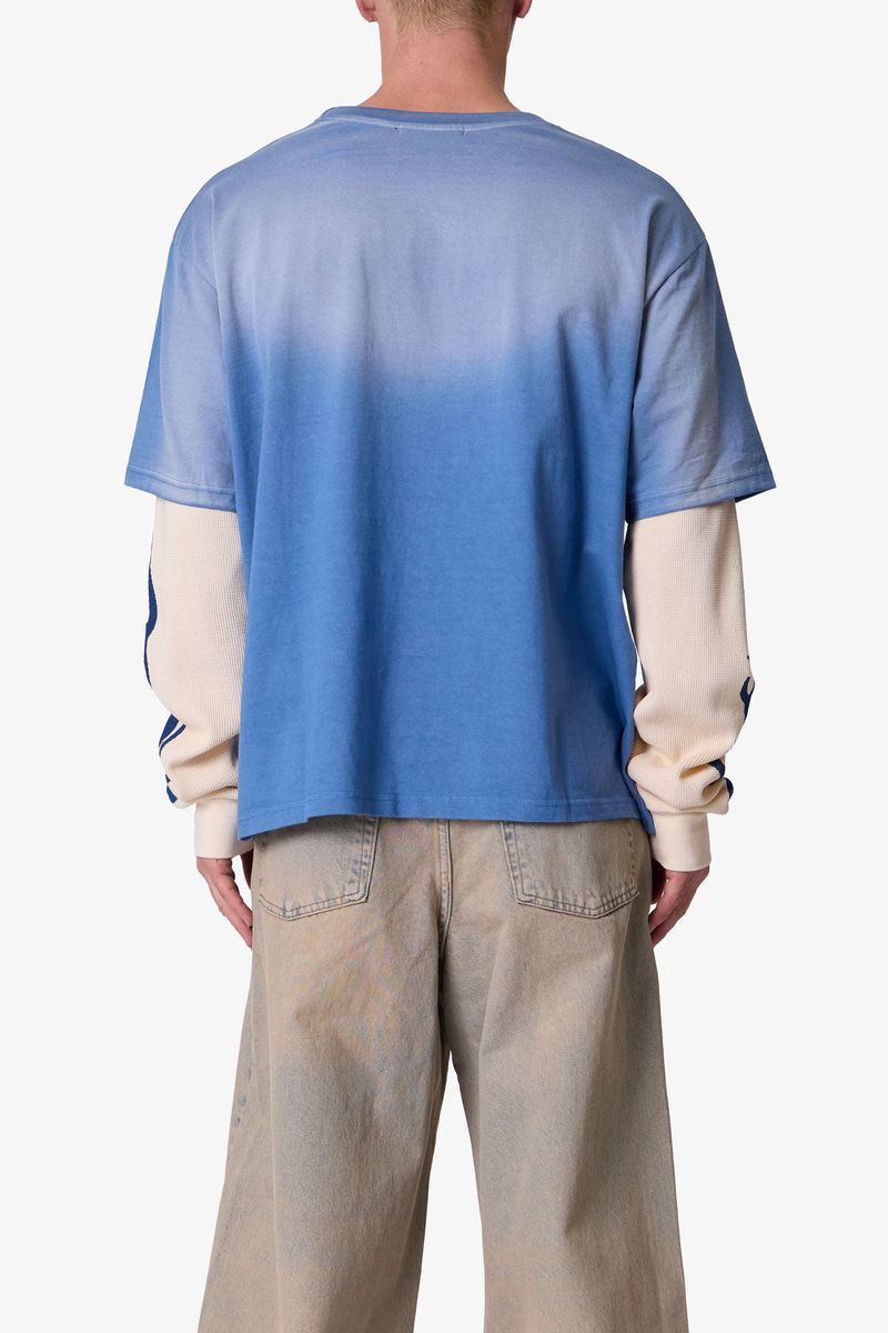 MNML Layered Flame Pocket L/S Tee Washed Blue