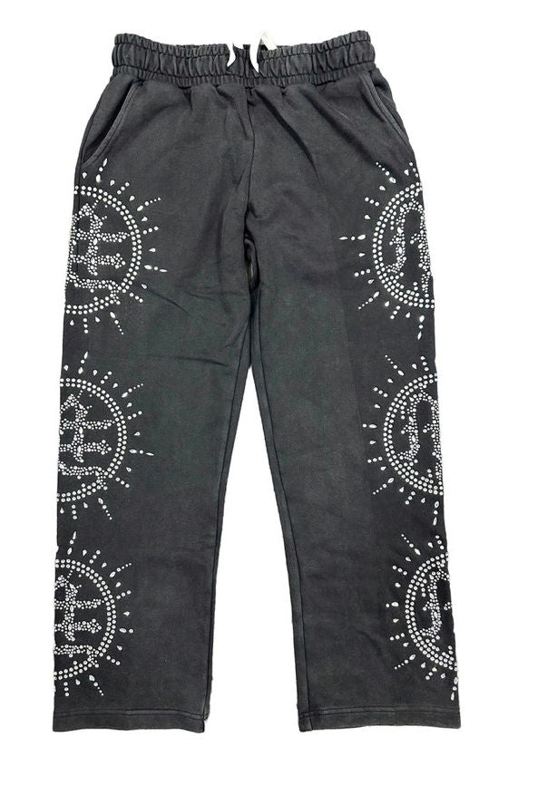 Mixed Emotion ‘Eclipse’ Grey Acid Wash Rhinestone Sweats