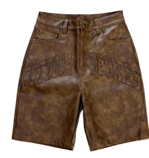 Bottega Desires Leather Shorts Brown