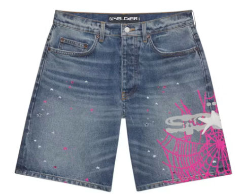 Sp5der Heavy Web Denim Short Blue
