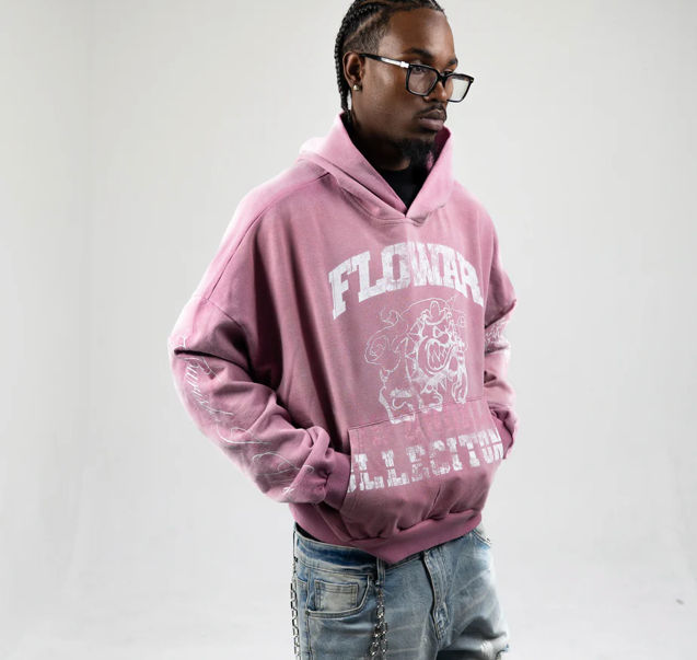 Flowar La Pink  Bulldog Hoodie