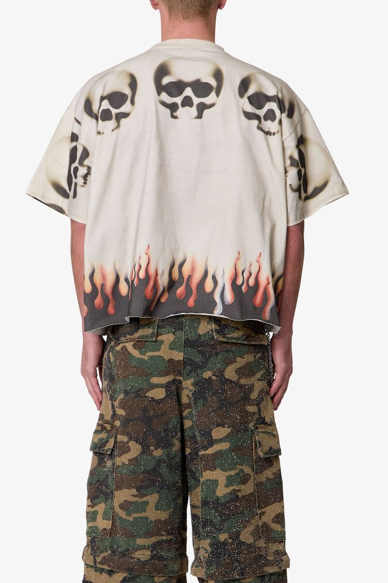 MNML Flame Skull Tee Off White
