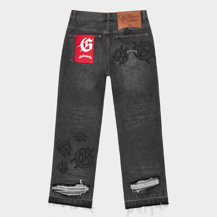 GodSpeed Scattered GS Logo Denim Black Wash