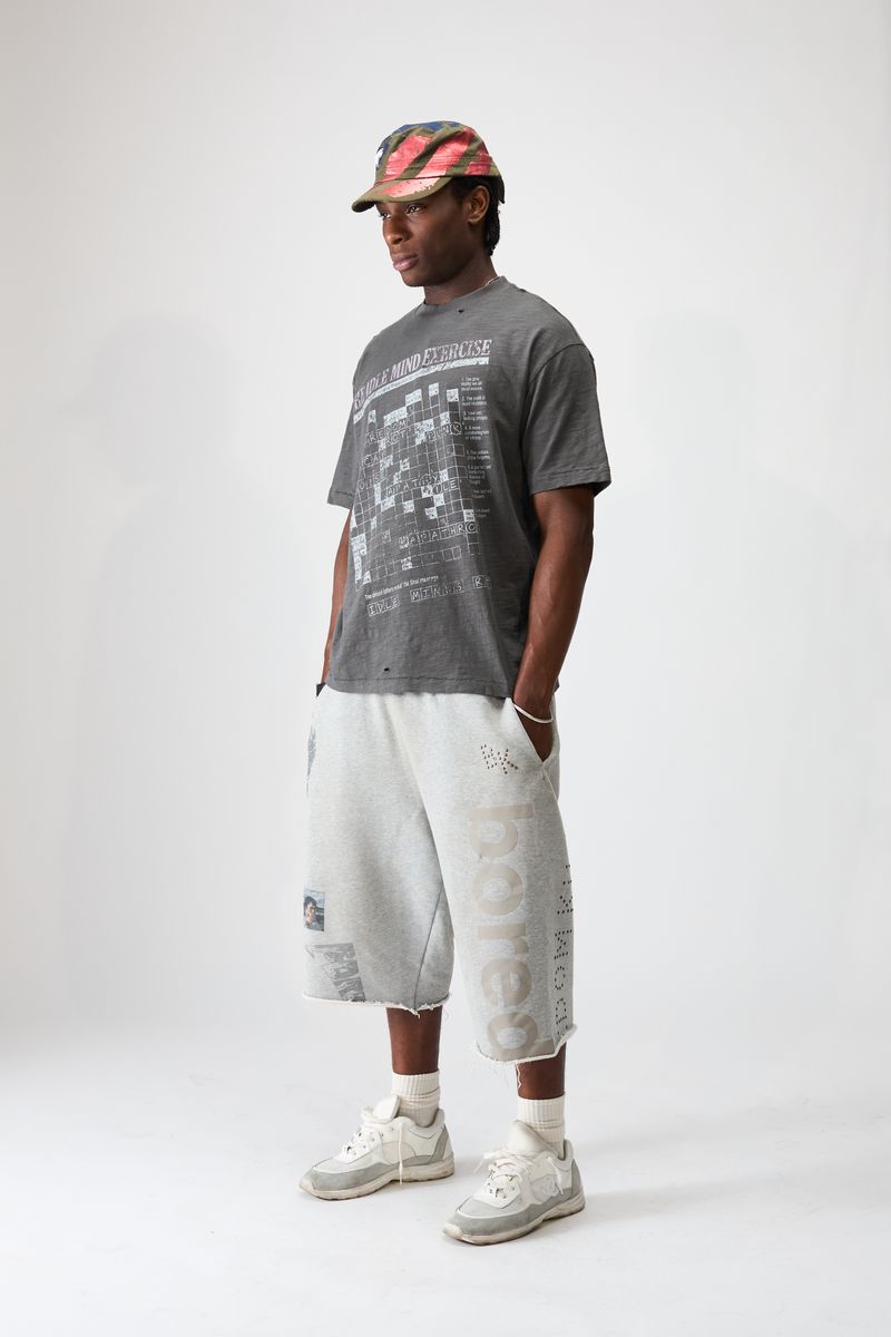 Boredom Kills Grey 4 QTR Sweat Shorts