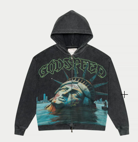 GODSPEED Sunken Liberty Zip Hoodie (Grey Wash)