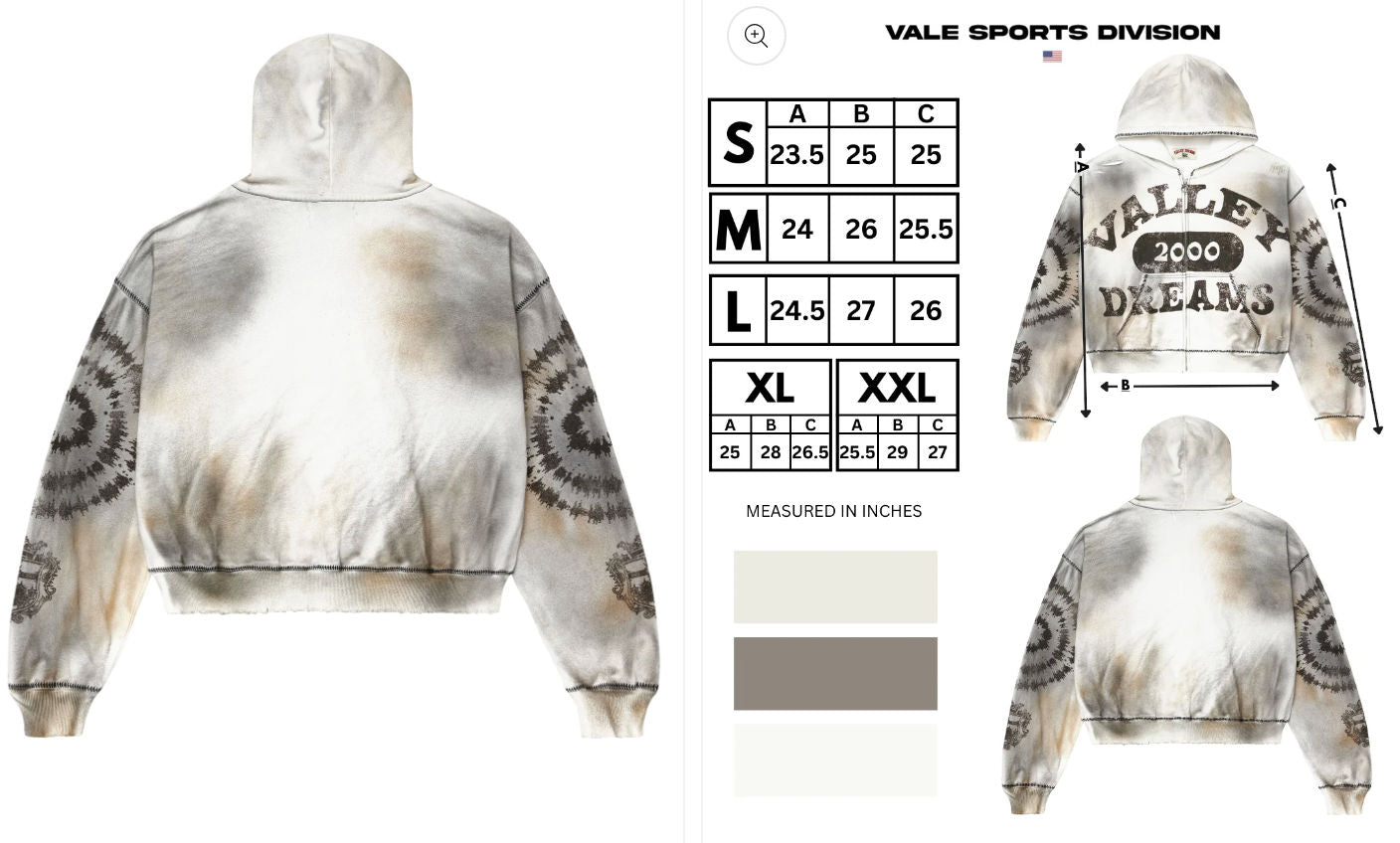 Vale Spiral Zip Up Hoodie Ash Grey S