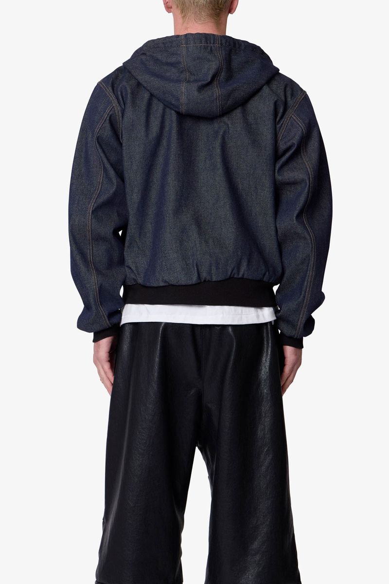 MNML Raw Hooded Denim Jacket Rinsed Indigo