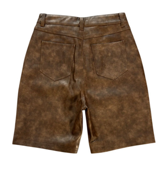Bottega Desires Leather Shorts Brown