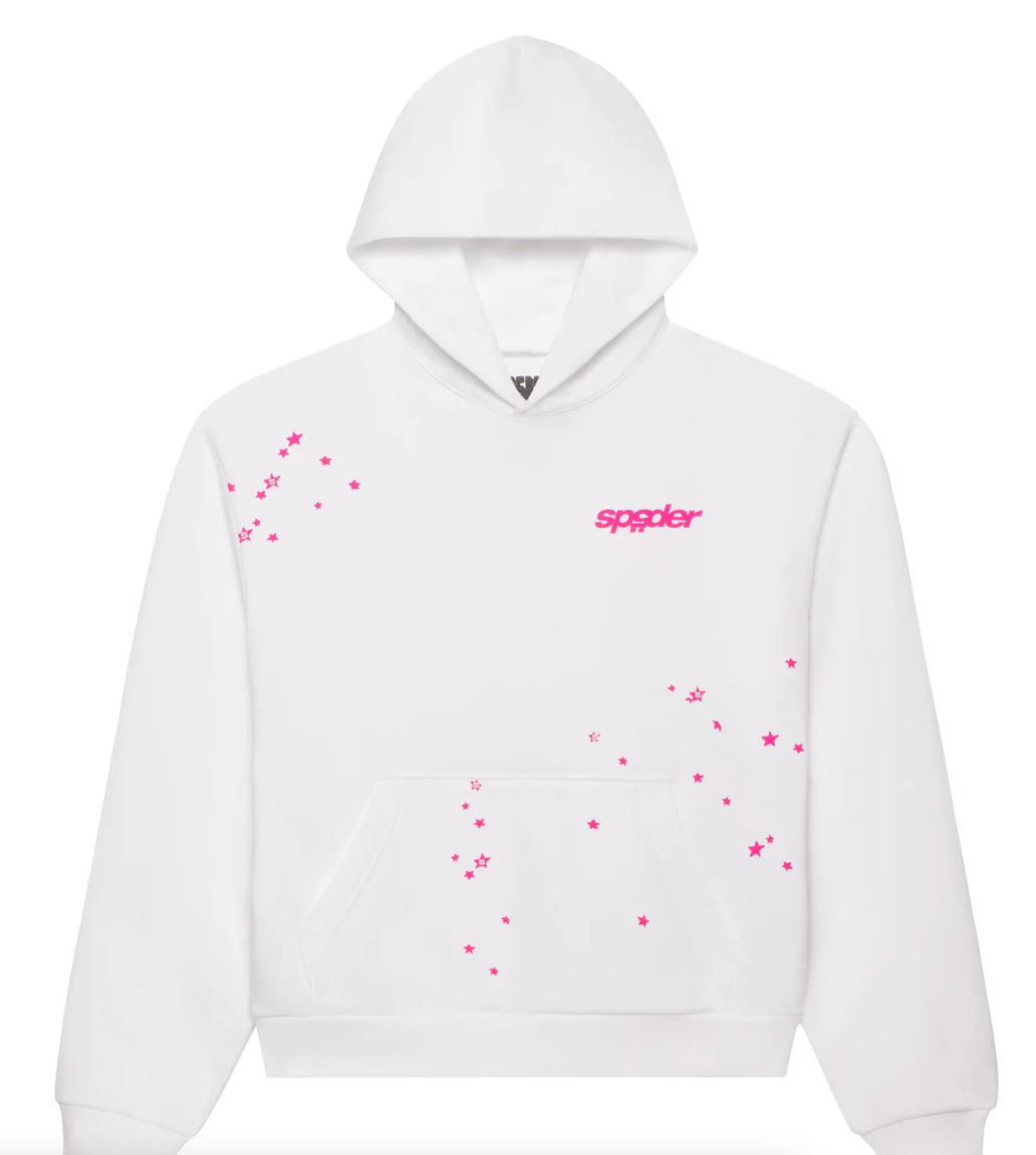 Sp5der Fractured Logo Hoodie White