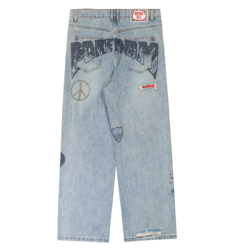 Boredom Kills Scribble Jeans Denim Wash
