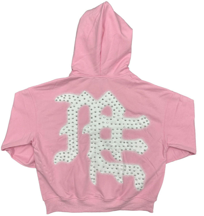 Mixed Emotion Pink 'End' Rhinestone Hoodie