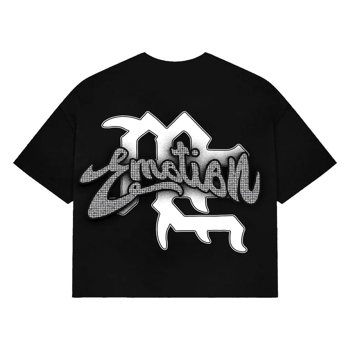 Mixed Emotion Black "Rhinestone" Cropped Tee Cupid
