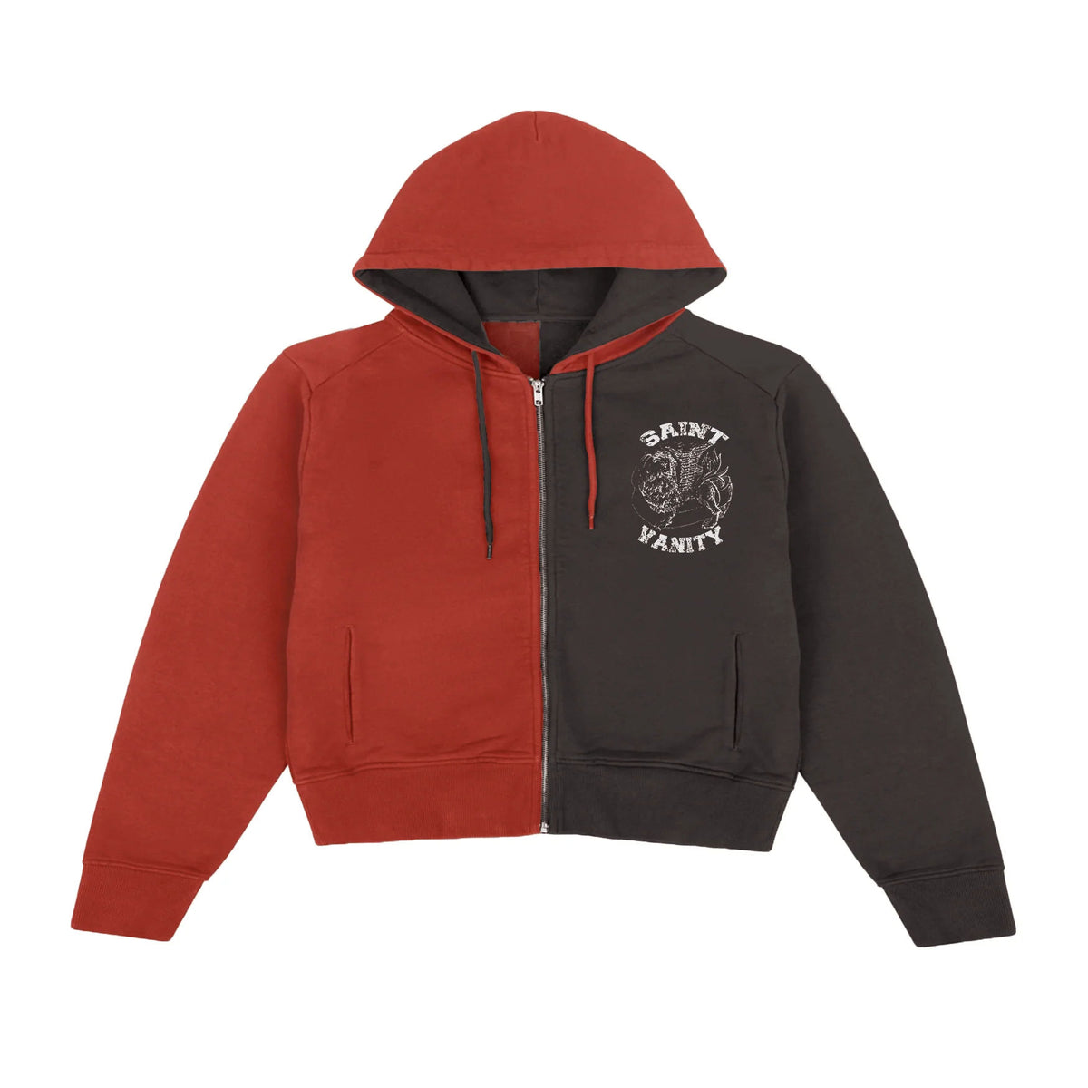 Saint Vanity What The Saint Zip Up Hoodie Orange Grey