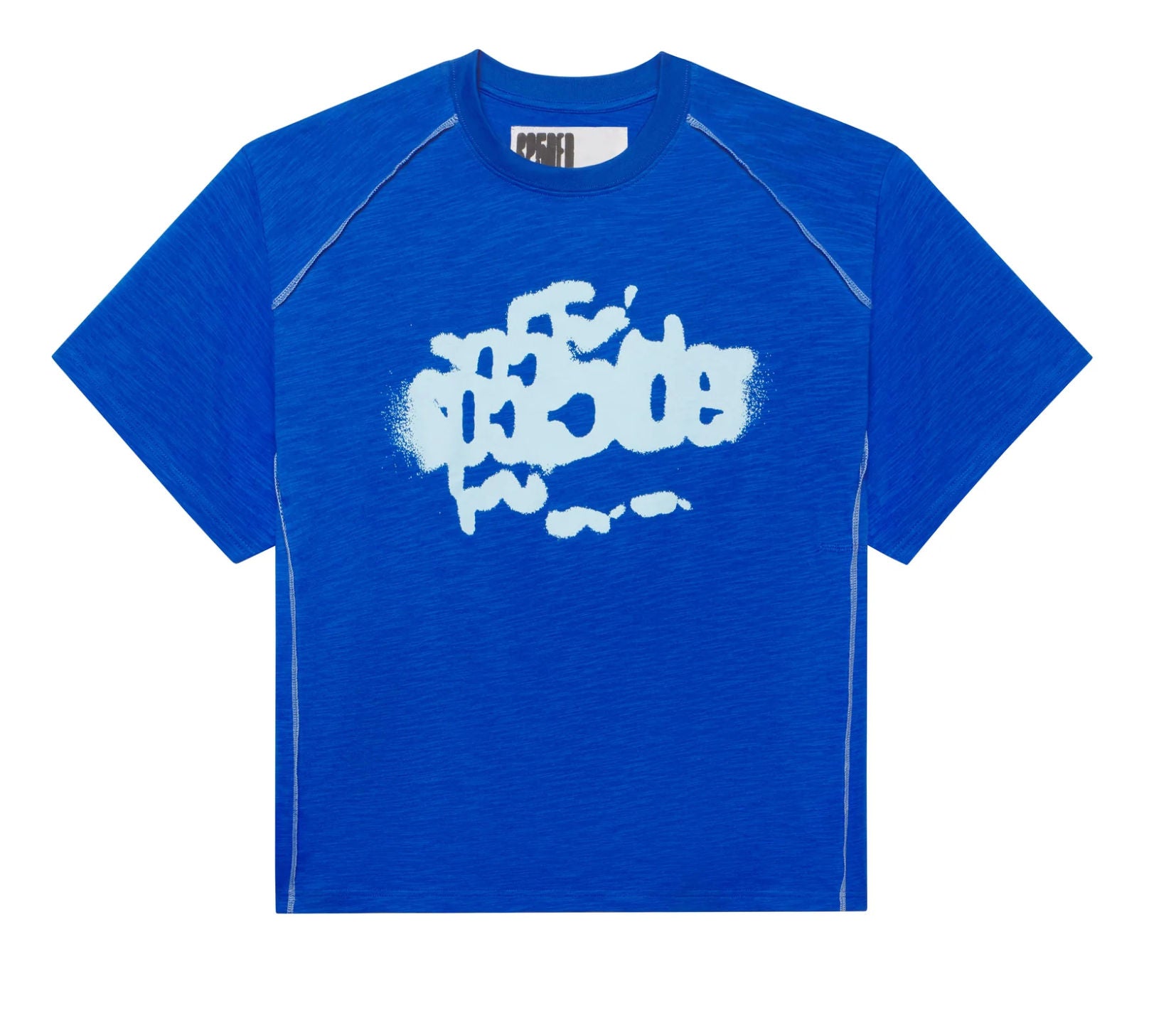 Sp5der Contrast Stitch Slub Tee Tory Blue