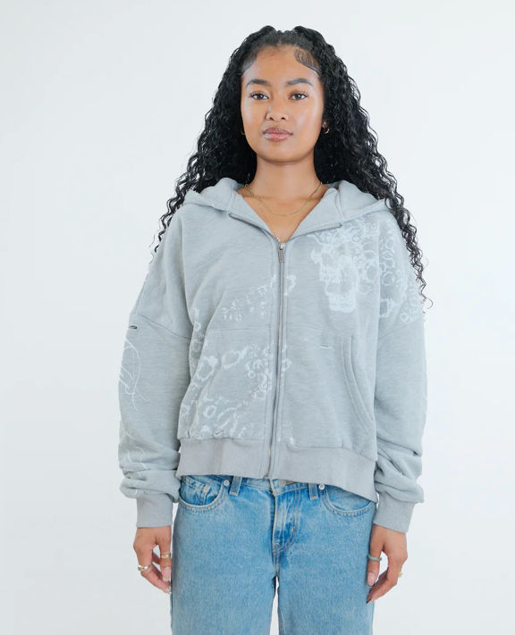 Flowar La Grey Skull Zip Up