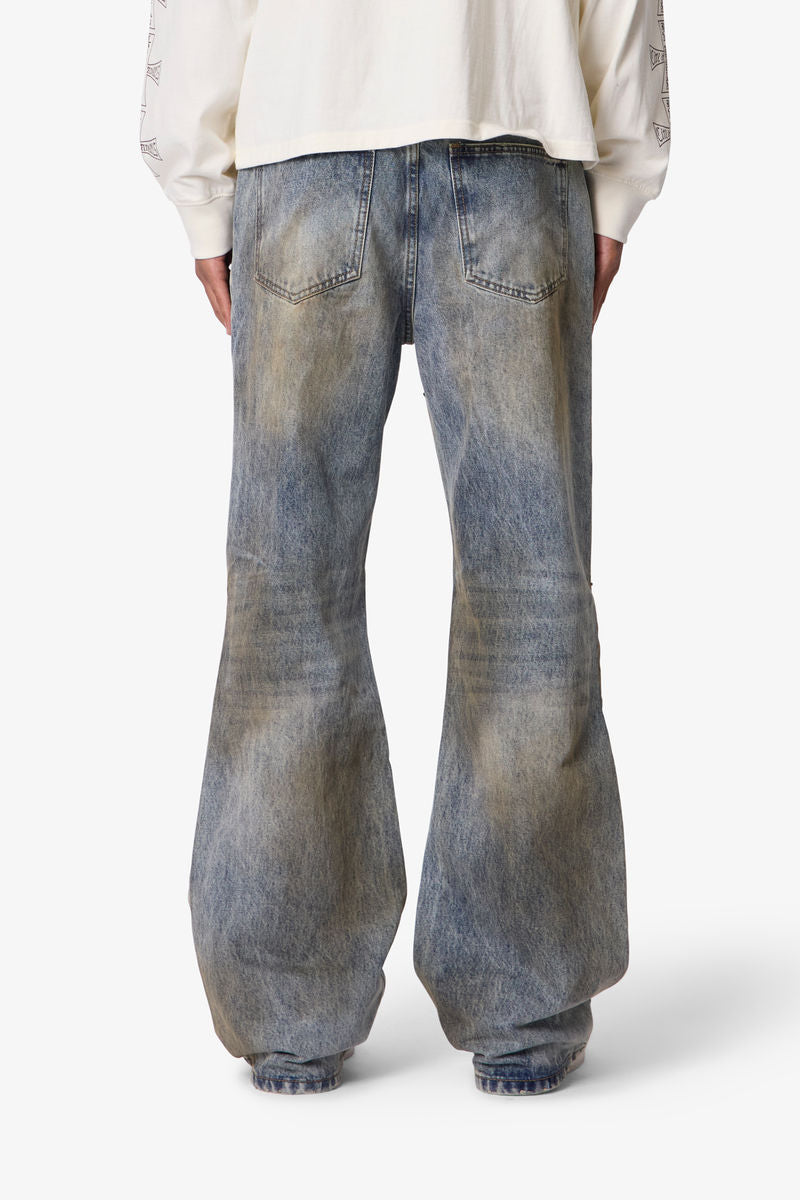MNML Oil Stain Iron Cross Denim Blue