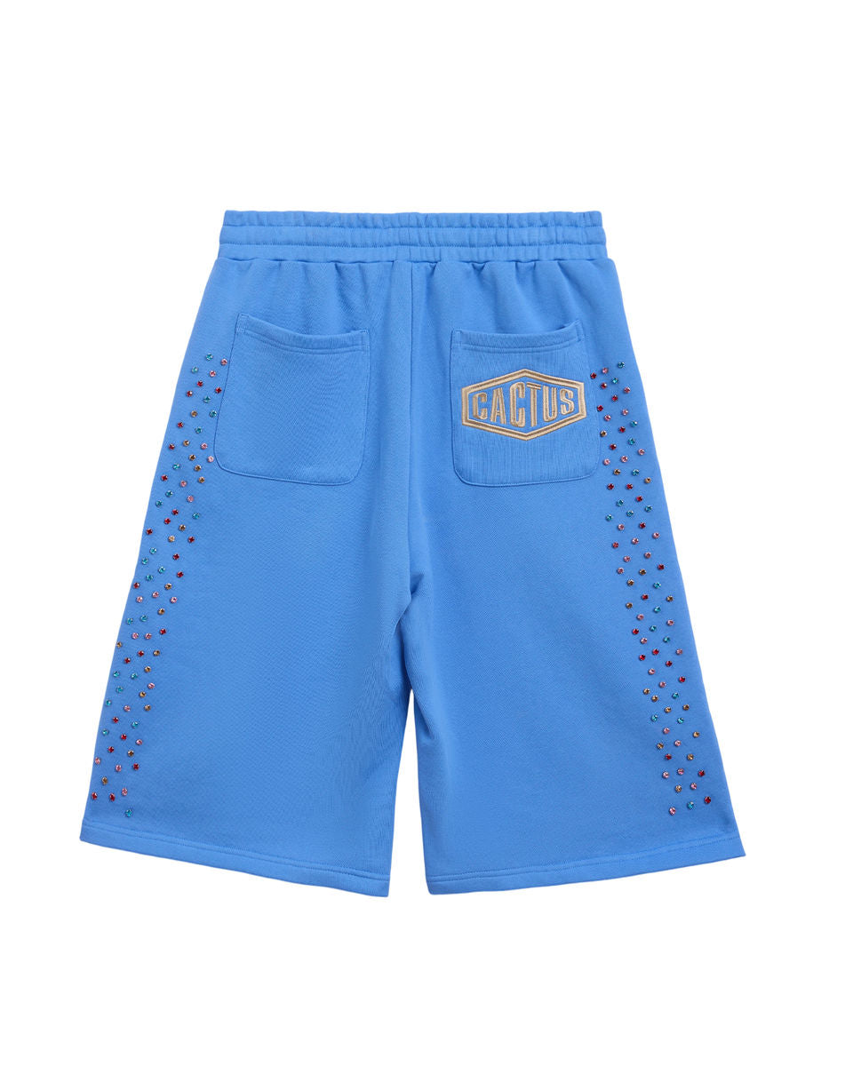 Azva Studios Crystal Cactus Sweat Shorts Baby Blue