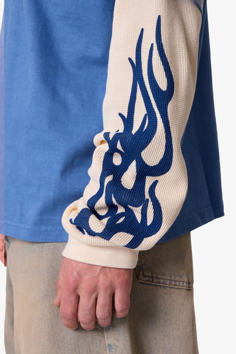 MNML Layered Flame Pocket L/S Tee Washed Blue