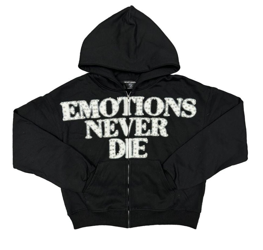 Mixed Emotion Black ‘End’ Rhinestone Hoodie