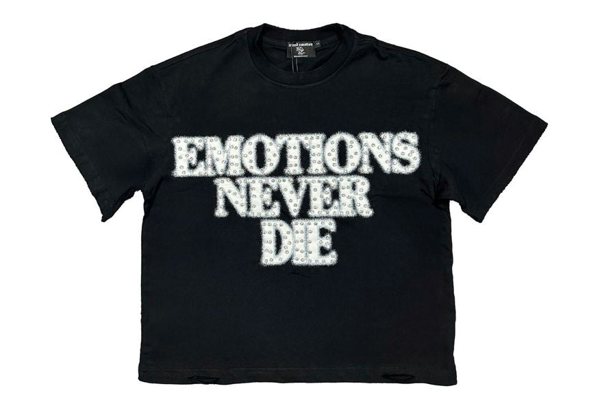MIxed Emotion Black 'End' Rhinestone tee