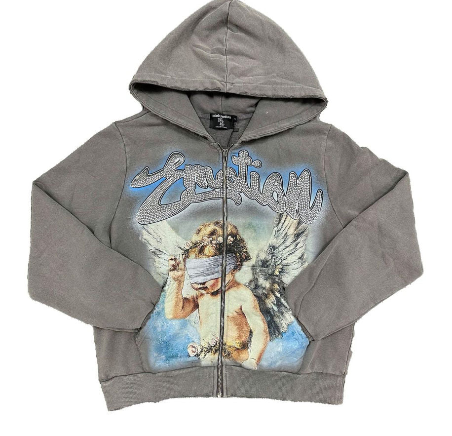 Mixed Emotion Grey “Rhinestone“ Hoodie