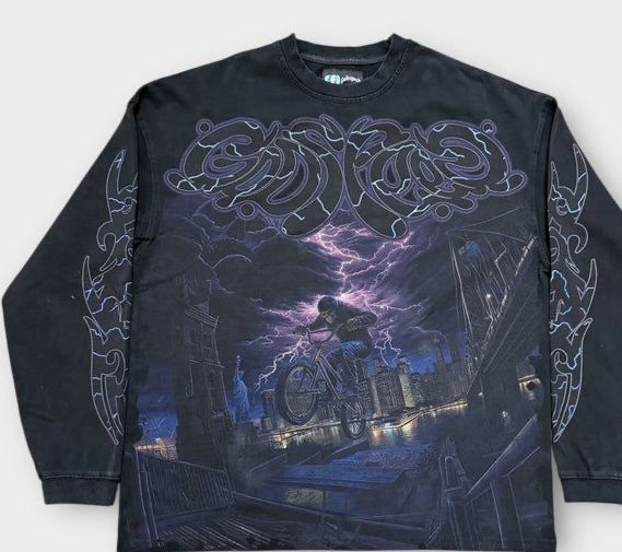 B-M-X LS T Shirt Black Wash