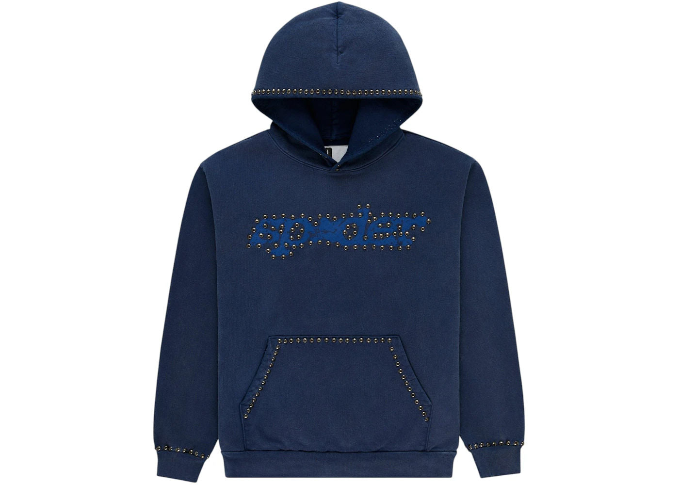 Sp5der Punk V3 Studded Hoodie Blue