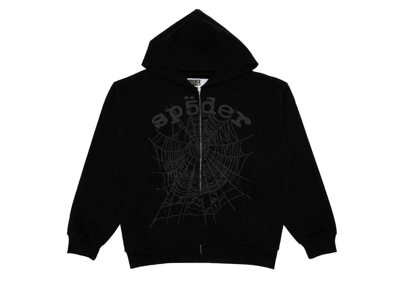 Sp5der OG Web V2 Phantom Zip Up Hoodie Black