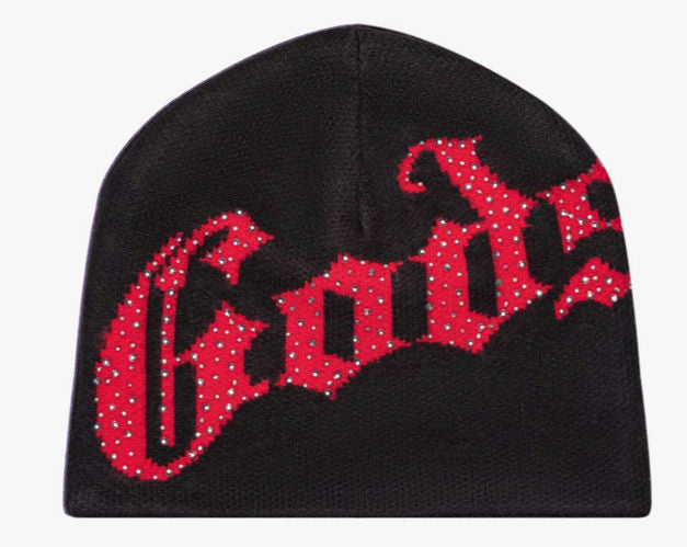 GODSPEED FOREVER OG LOGO STUDDED BEANIE BLACK/RED
